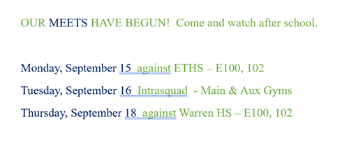  meets this week   
